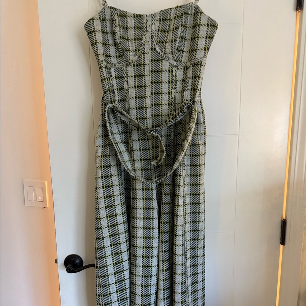 Free People Olive Checkered Jumpsuit